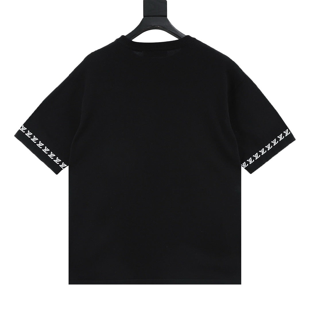 Louis Vuitton Letter Jacquard Knit T-Shirt with Cuff Detail