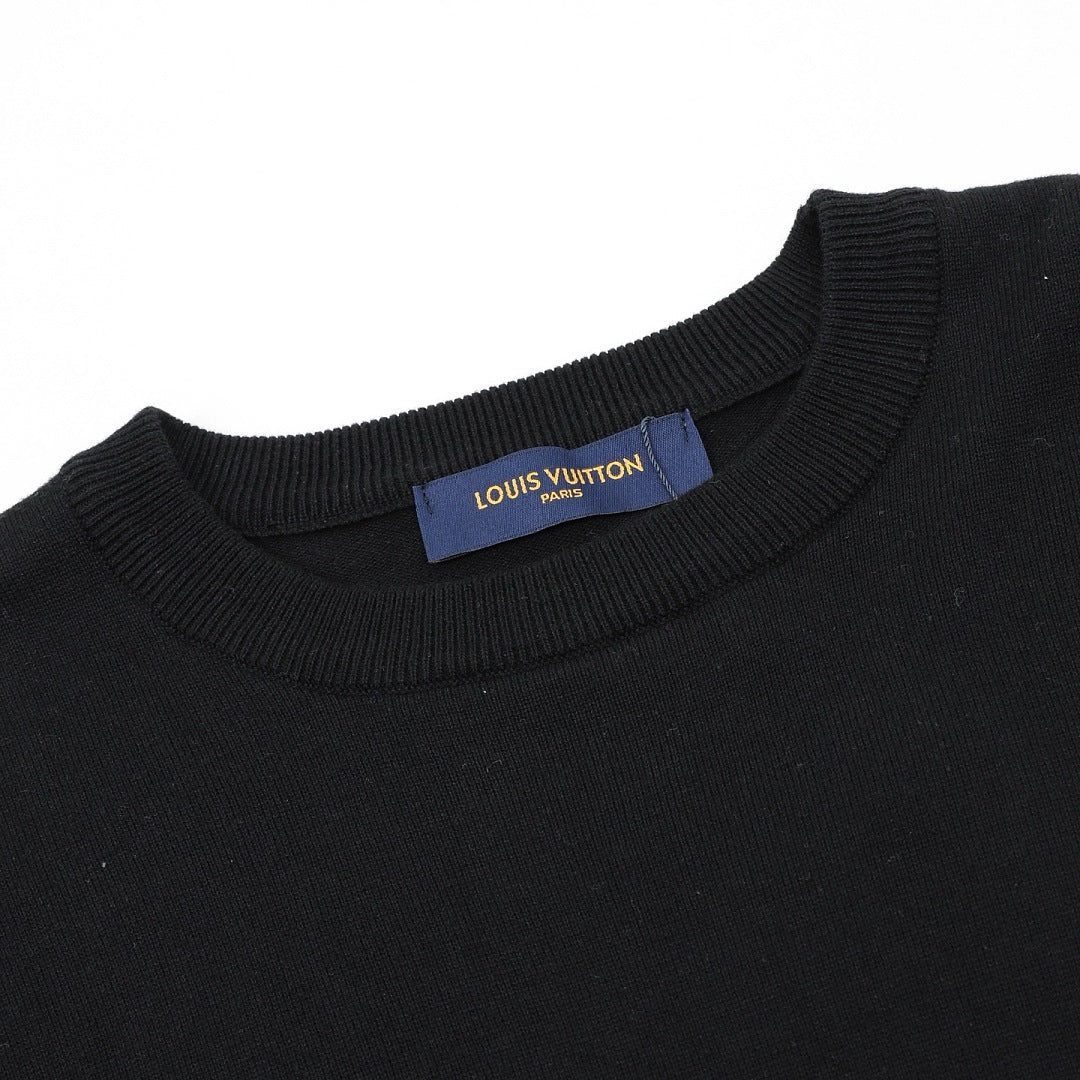 Louis Vuitton Letter Jacquard Knit T-Shirt with Cuff Detail