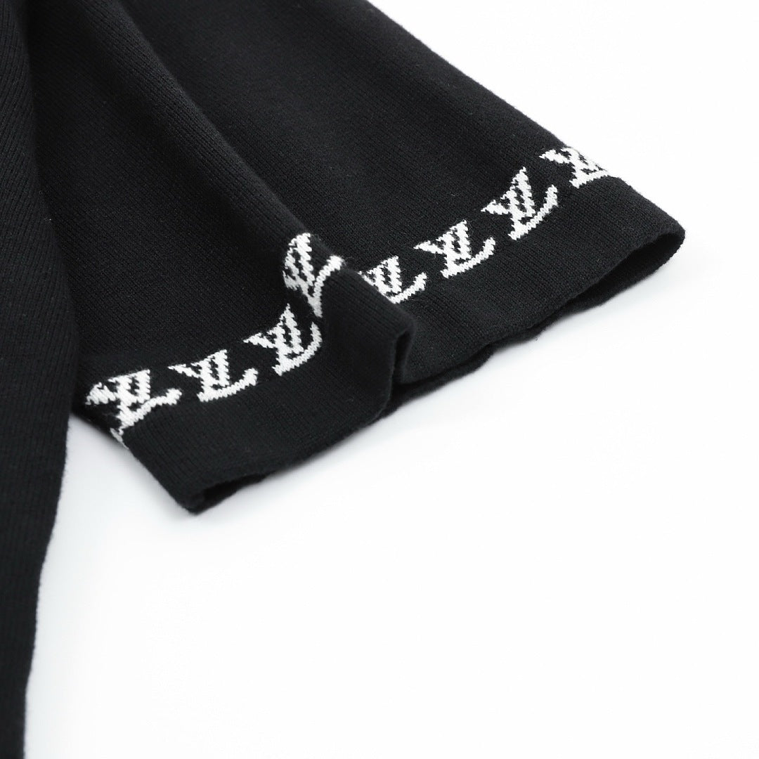 Louis Vuitton Letter Jacquard Knit T-Shirt with Cuff Detail