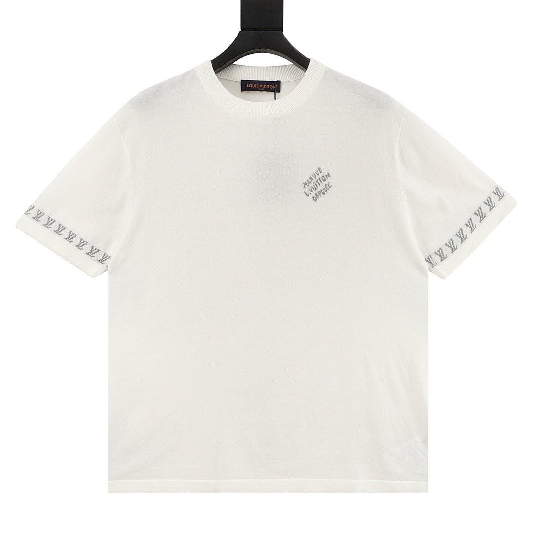 Louis Vuitton Letter Jacquard Knit T-Shirt with Cuff Detail