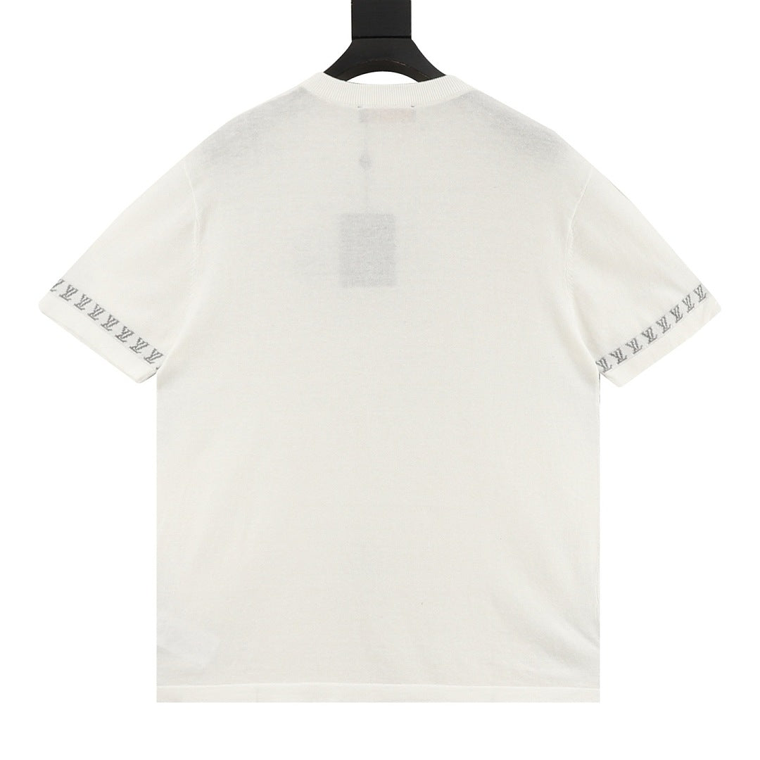 Louis Vuitton Letter Jacquard Knit T-Shirt with Cuff Detail