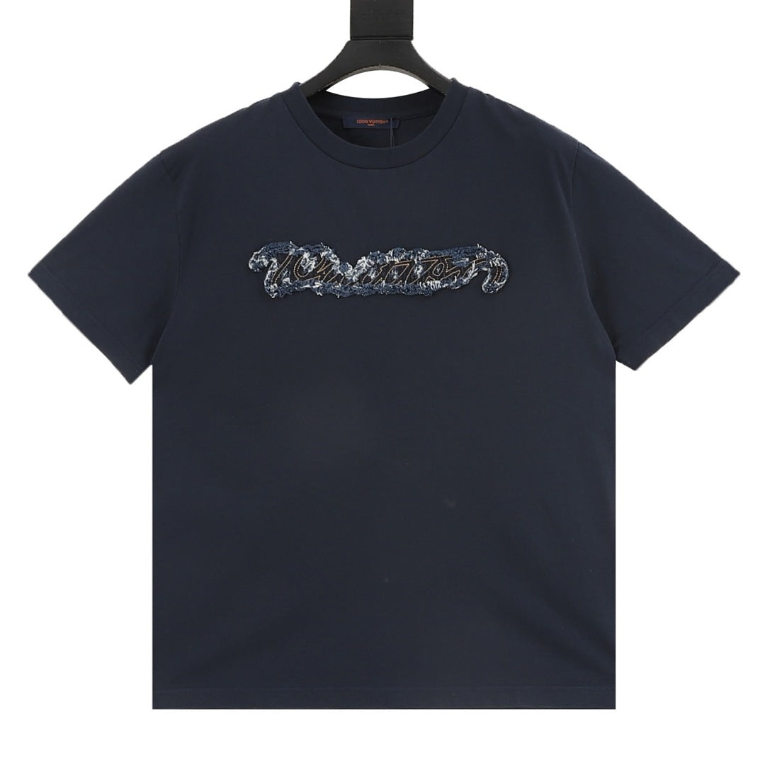Louis Vuitton Denim Patchwork & Embroidery Short-Sleeve Shirt