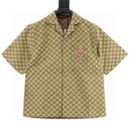 GUCCI Classic GG Monogram Embroidered "Year of the Horse" Badge Cuban Collar Shirt