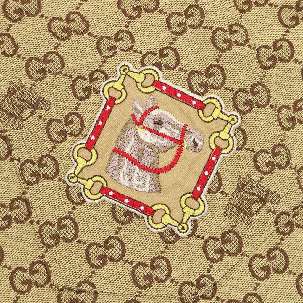 GUCCI Classic GG Monogram Embroidered "Year of the Horse" Badge Cuban Collar Shirt