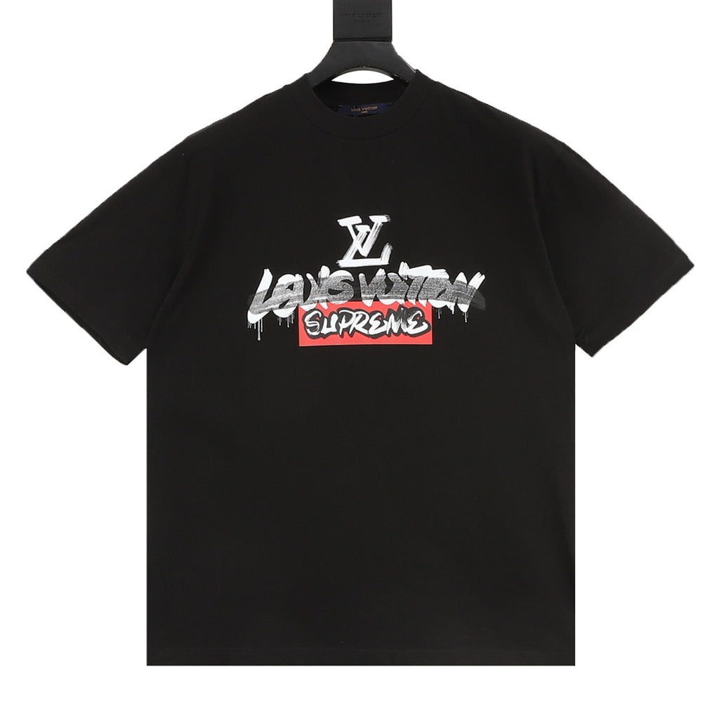 Louis Vuitton x Supreme Collaboration Logo Graffiti T-Shirt