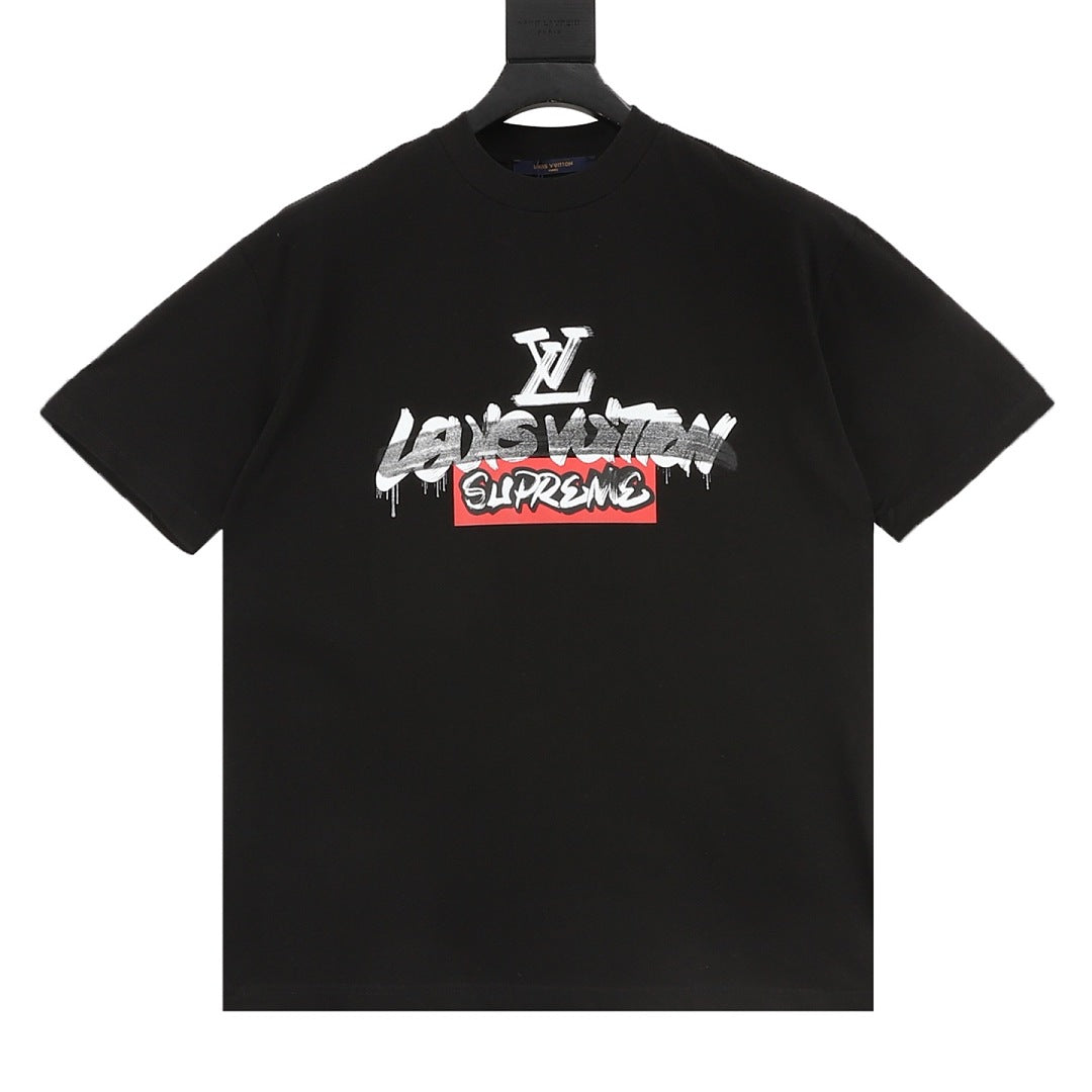 Louis Vuitton x Supreme Collaboration Logo Graffiti T-Shirt