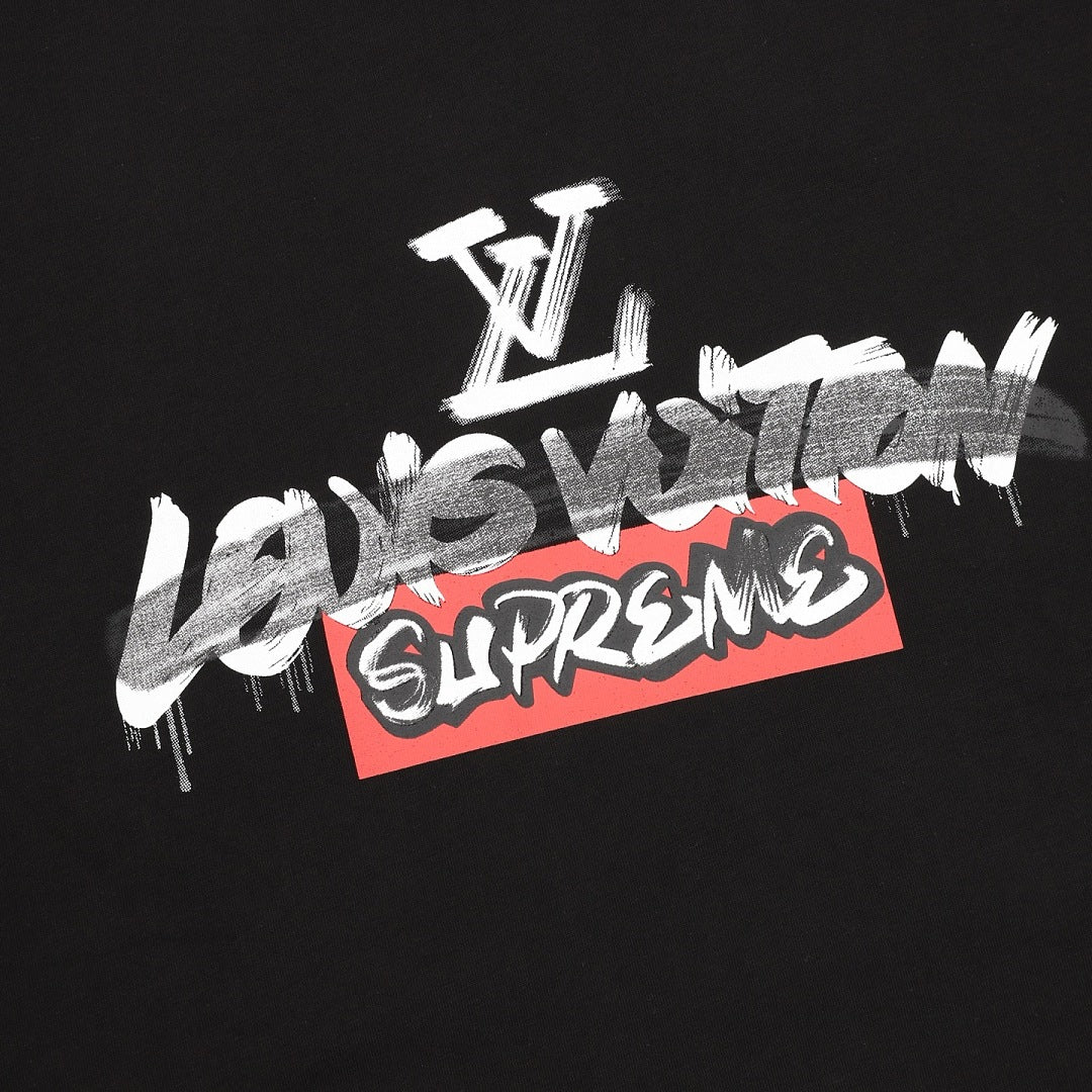 Louis Vuitton x Supreme Collaboration Logo Graffiti T-Shirt