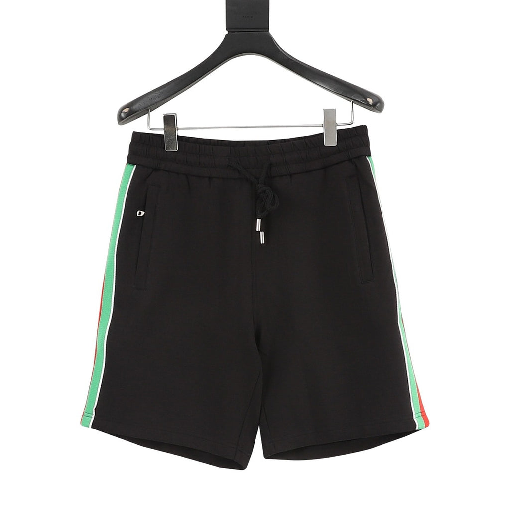 Gucci Embroidered Athletic Shorts with Red and Green Webbing Paneling