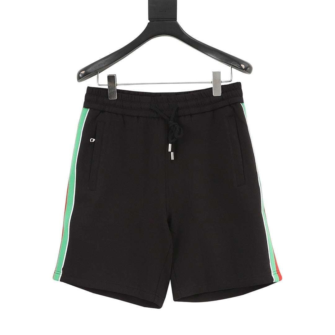 Gucci Embroidered Athletic Shorts with Red and Green Webbing Paneling