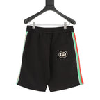 Gucci Embroidered Athletic Shorts with Red and Green Webbing Paneling