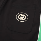 Gucci Embroidered Athletic Shorts with Red and Green Webbing Paneling