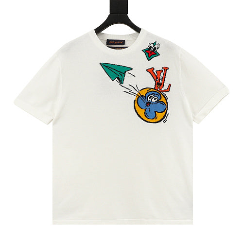 Louis Vuitton Airplane Jacquard Knit Short-Sleeve Top