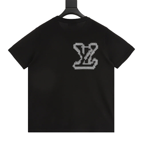 Louis Vuitton Short-Sleeved Knit T-Shirt with Large Front and Back Jacquard Logos