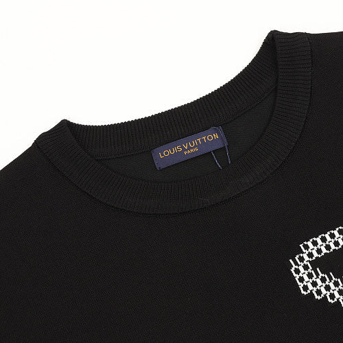 Louis Vuitton Short-Sleeved Knit T-Shirt with Large Front and Back Jacquard Logos