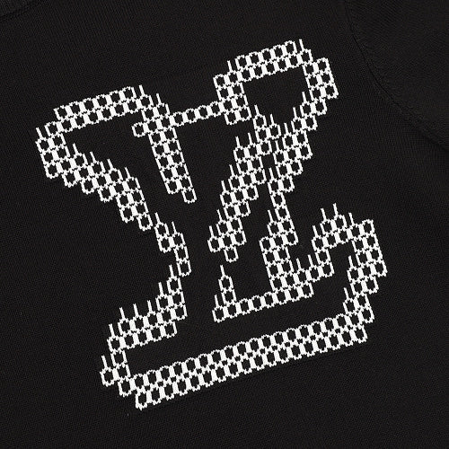 Louis Vuitton Short-Sleeved Knit T-Shirt with Large Front and Back Jacquard Logos