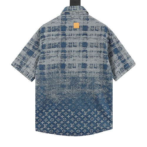 Louis Vuitton Plaid Gradient Jacquard Denim Shirt