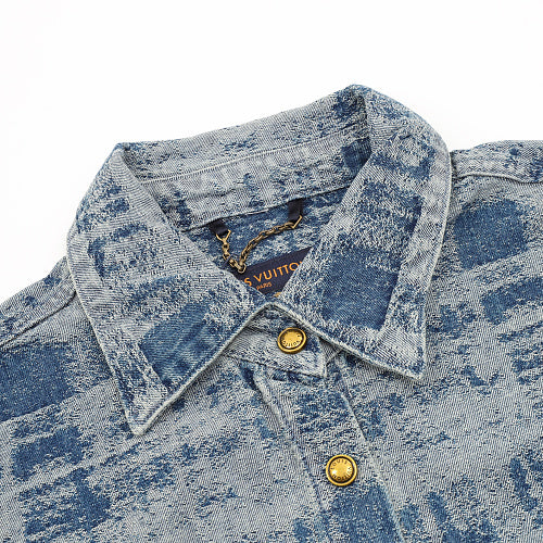 Louis Vuitton Plaid Gradient Jacquard Denim Shirt