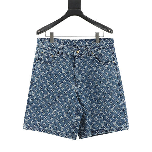 Louis Vuitton Monogram-Print Denim Shorts