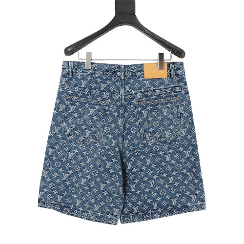 Louis Vuitton Monogram-Print Denim Shorts