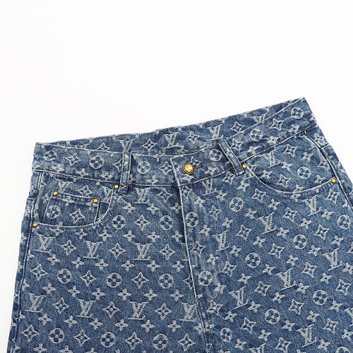 Louis Vuitton Monogram-Print Denim Shorts