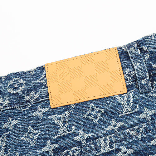 Louis Vuitton Monogram-Print Denim Shorts