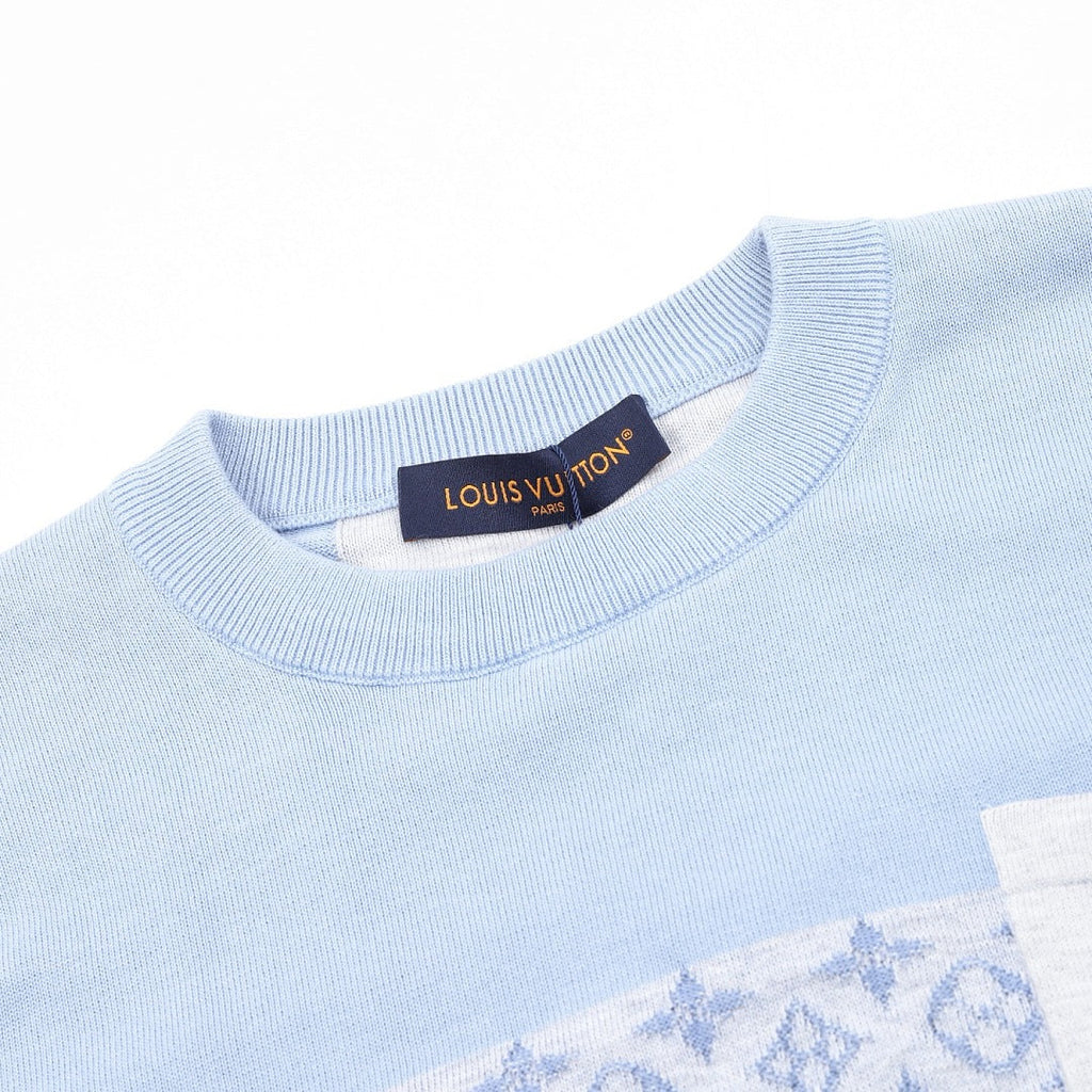 Louis Vuitton Short-Sleeved Knit Top with Monogram Jacquard and Color-Block Paneling