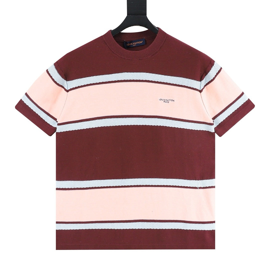 Louis Vuitton Striped Short-Sleeve Top with Embroidered Logo