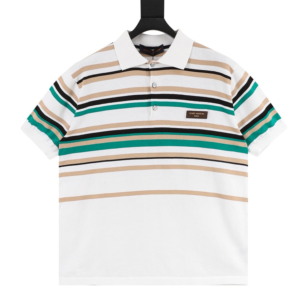 Louis Vuitton Striped Short-Sleeve Button-Front Polo Shirt