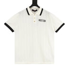 Louis Vuitton Color-Block Mesh Knit Polo Shirt with Logo Intarsia