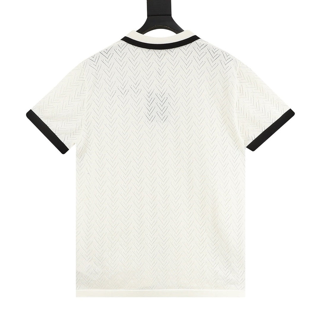 Louis Vuitton Color-Block Mesh Knit Polo Shirt with Logo Intarsia