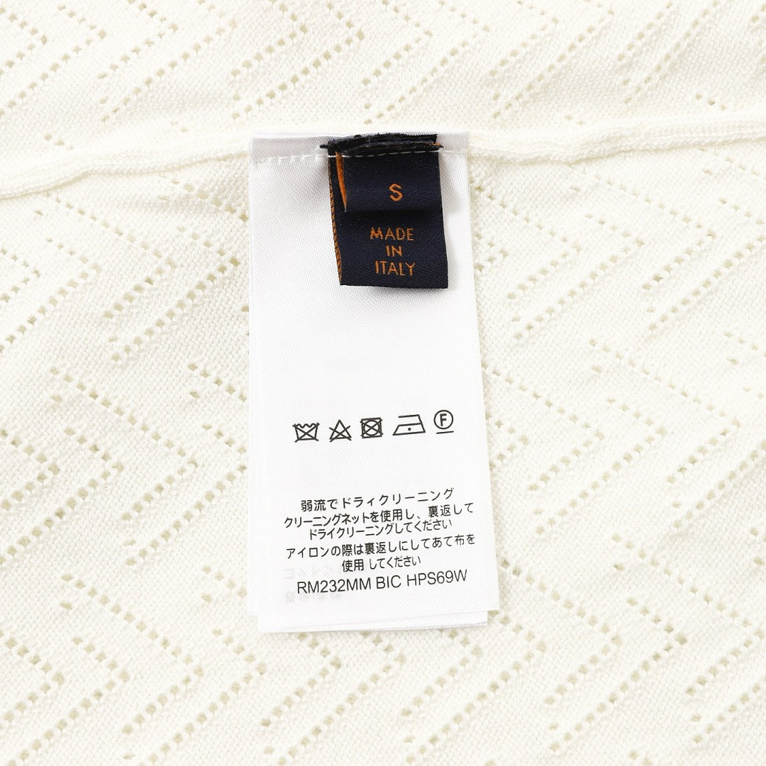 Louis Vuitton Color-Block Mesh Knit Polo Shirt with Logo Intarsia