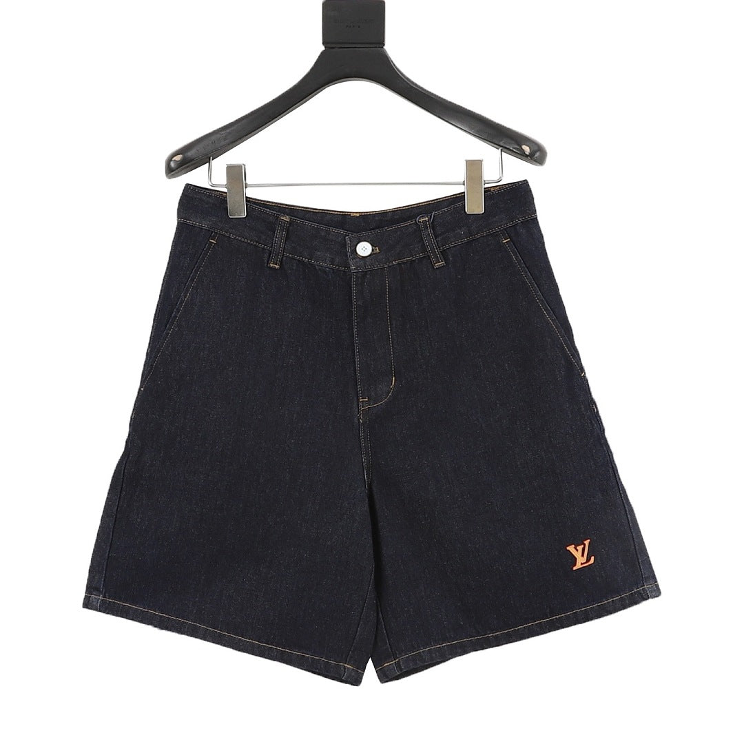 Louis Vuitton Denim Shorts with Leather Label