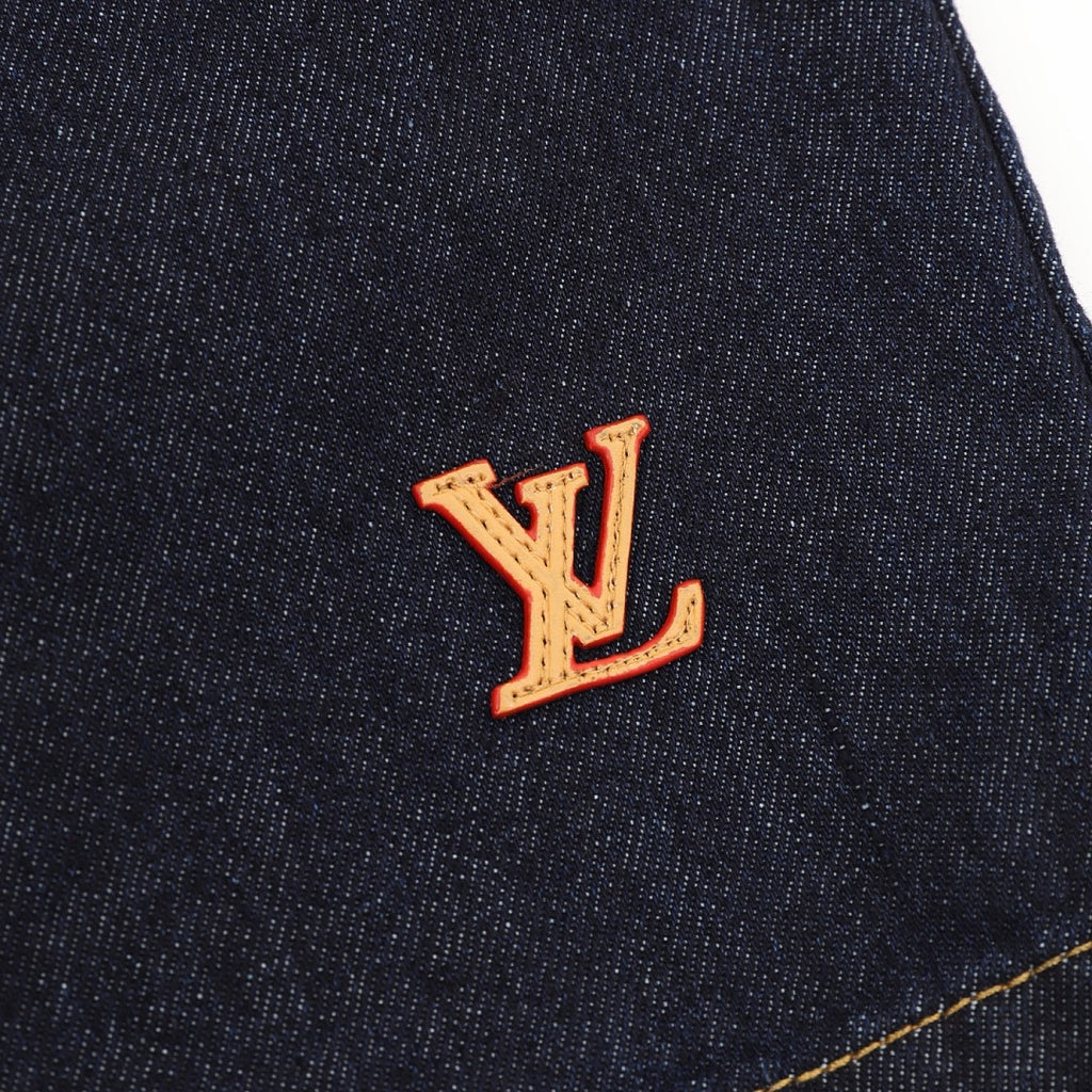Louis Vuitton Denim Shorts with Leather Label