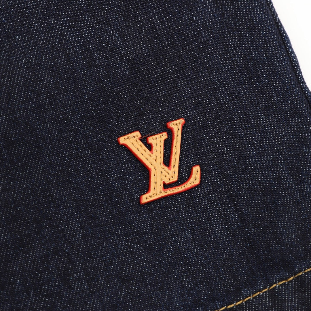 Louis Vuitton Denim Shorts with Leather Label