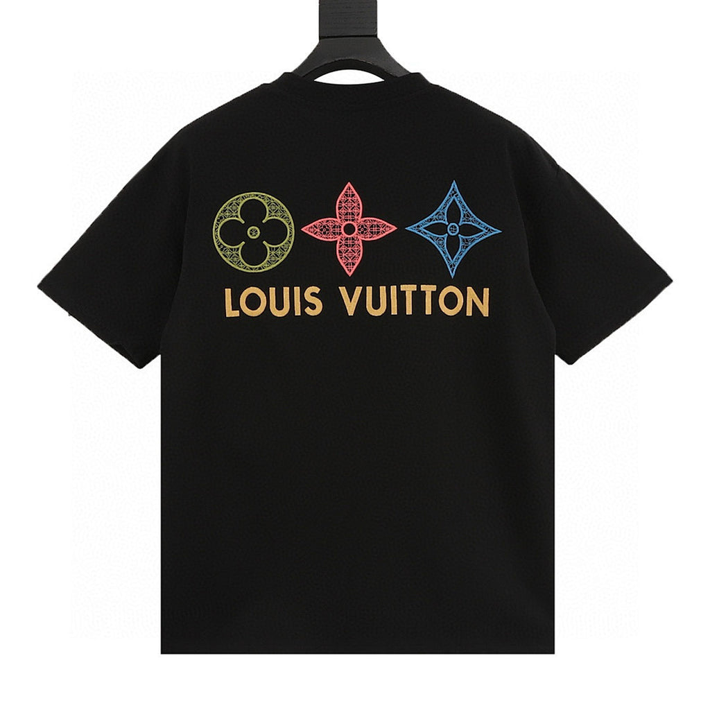 Louis Vuitton Tricolor Monogram Embroidered Short-Sleeve Shirt