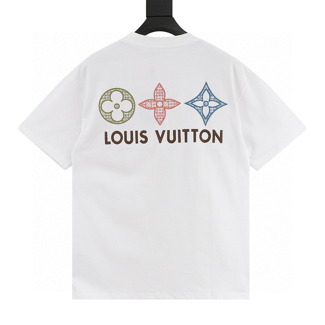Louis Vuitton Tricolor Monogram Embroidered Short-Sleeve Shirt