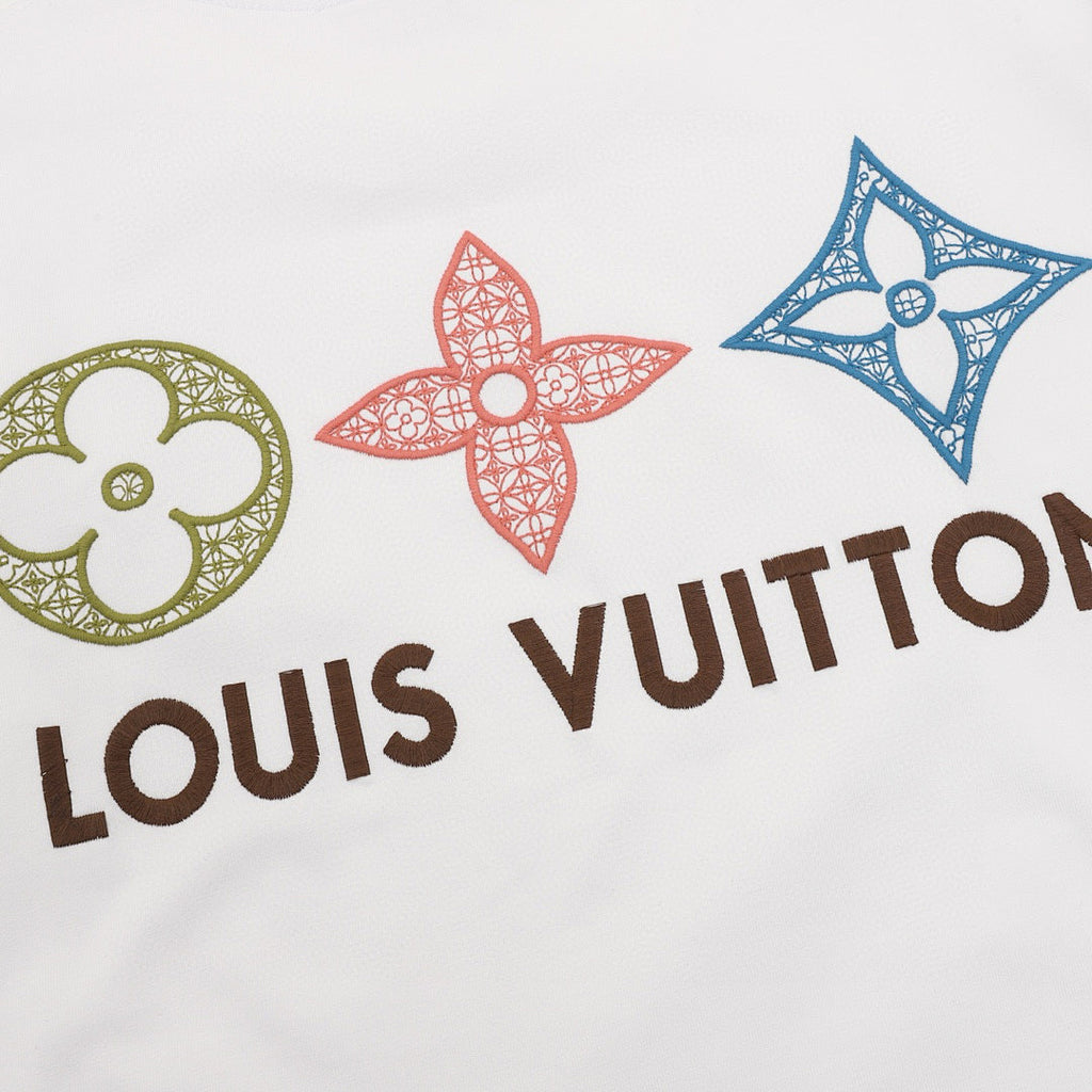 Louis Vuitton Tricolor Monogram Embroidered Short-Sleeve Shirt