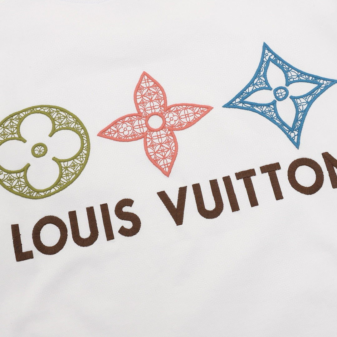 Louis Vuitton Tricolor Monogram Embroidered Short-Sleeve Shirt