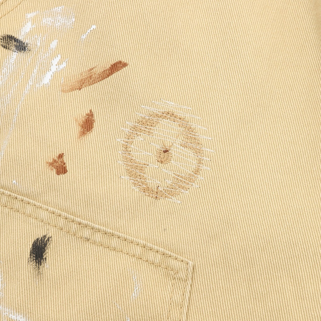 Louis Vuitton Graffiti-Embroidered Distressed Denim Shorts