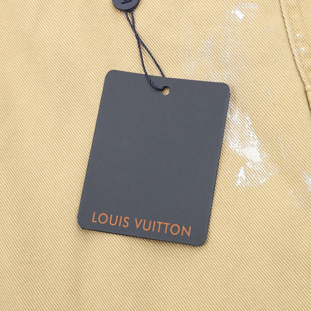 Louis Vuitton Graffiti-Embroidered Distressed Denim Shorts