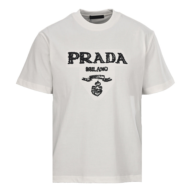 PRADA Bird's Nest Weave Embroidered T-Shirt