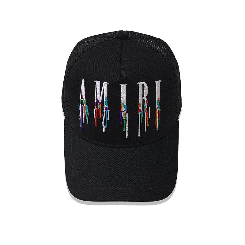 Amiri Color Pop Mesh Cap – Snapback Trucker Hat | Black, White, Orange & Blue